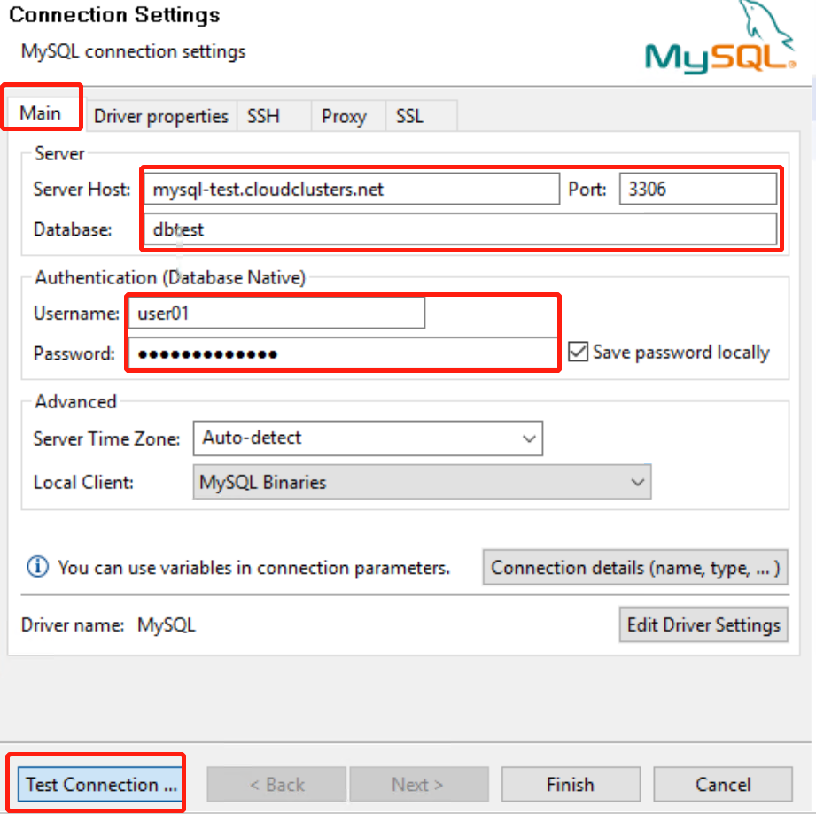 Input connection information