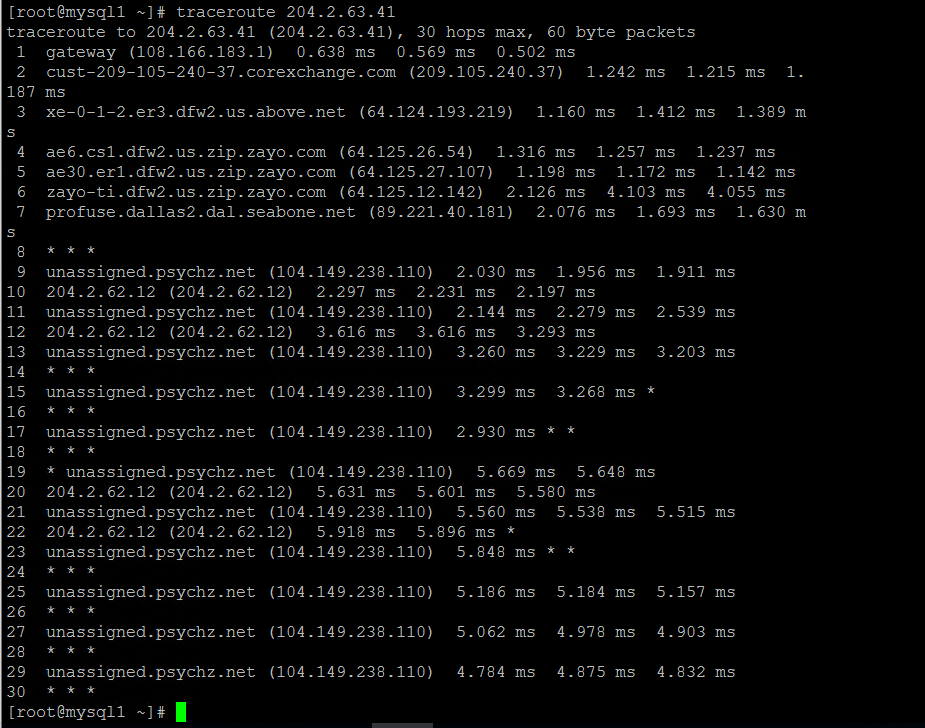 Use Tracert comamnd to check the connection issue